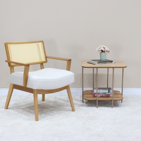 Mesa Lateral Onix Baixa Metal e Madeira Marrom 100% MDF
