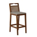 Ver imagem 1 de Banqueta para Cozinha Madeira Maciça Rattan Vittoria Bege/Pinhão