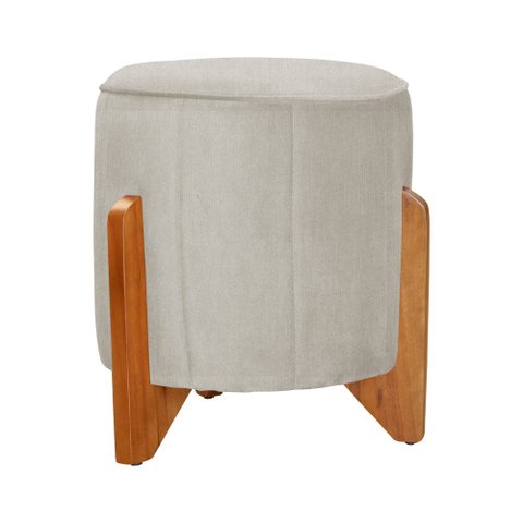 Puff Jade Pés de Madeira Suede: Bege