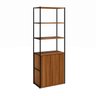 Estante Industrial 3 Torres Portas Prateleiras Metal Madeira Cor:nogal com Preto - 5