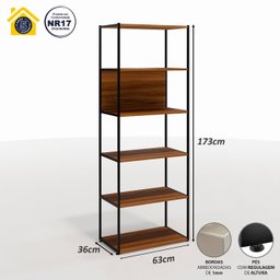 Estante Industrial 3 Torres Portas Prateleiras Metal Madeira Cor:nogal com Preto - 4