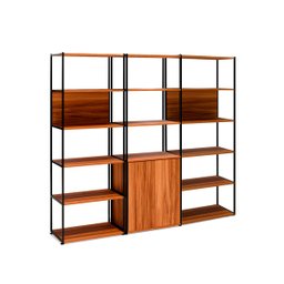 Estante Industrial 3 Torres Portas Prateleiras Metal Madeira Cor:nogal com Preto - 2
