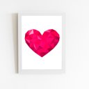 Ver imagem 1 de Coração Minimalista Geométrico Quadro Moldura Branca 60x40cm
