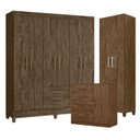 Ver imagem 1 de Guarda Roupa Casal Panamá com Cômoda Vênus e Armário Multiuso New Íris Castanho Wood – Moval