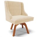 Ver mais imagens de Kit 2 Cadeiras Decorativas Sala de Jantar Base Giratória de Madeira Firenze Suede Bege/Natural G19 -