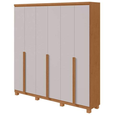 Guarda-Roupas Casal Alonzo 6 Portas 4 Gavetas s/ Espelho 100% MDF c/ Pés - Lp - Rei de Casa Amendoa 
