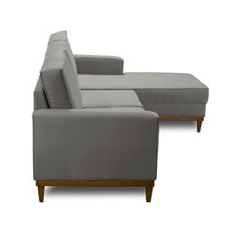Sofá 3 Lugares 2,10m Living com Chaise Lavinia Linho Cinza Adonai Estofados - 4