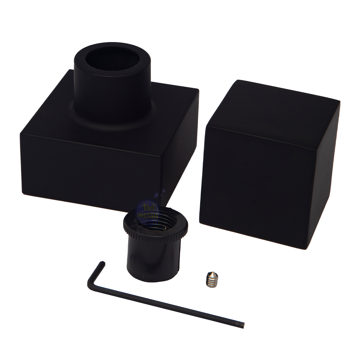 Kit 4 Acabamento Registro Quadrado 1/2 3/4 Padrão Deca Preto Metal Del Metais - 2