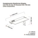 Ver imagem 3 de Complemento de Plataforma Corporativa 130x792 CPLPSC130 130cm Industrial Grafito Cinza