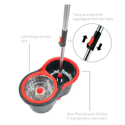 Mop Giratório com Cesto em Inox com Balde 13 Litros Centrífuga Snel Home - 9