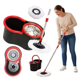 Mop Giratório com Cesto em Inox com Balde 13 Litros Centrífuga Snel Home - 4