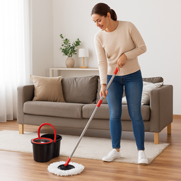 Mop Giratório com Cesto em Inox com Balde 13 Litros Centrífuga Snel Home - 5