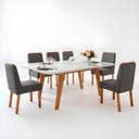 Ver imagem 2 de Sala de Jantar 180x90 Mavie Mdf/vidro 6 Cad Eva Linho Chumbo