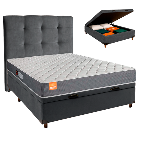 Kit Cabeceira + Cama Box Bau + Colchão Casal D23 Pro Inducol