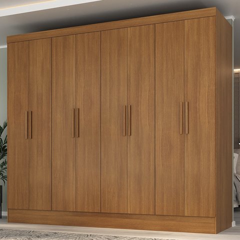 Guarda Roupa Casal 100% MDF 8 Portas 4 Gavetas Jatobá Yescasa