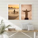 Ver imagem 1 de Kit 2 Quadros Rio de Janeiro Cristo Copacabana- Sépia 24x18cm - com Vidro:madeira Preta