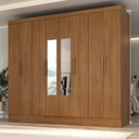 Ver imagem 1 de Guarda-Roupa Casal 100% MDF com Espelho 8 Portas 4 Gavetas Jatobá Yescasa Cinamomo