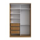 Ver imagem 3 de Guarda-Roupa Solteiro 2 Portas de Correr 3 Gavetas MDF 235x147cm Elara Marrom Freijó Natura