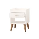 Ver imagem 3 de Mesa de Cabeceira Retrô Pés Palito em Madeira Maciça 1 Gaveta e Prateleira