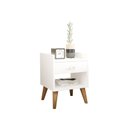 Ver imagem 2 de Mesa de Cabeceira Retrô Pés Palito em Madeira Maciça 1 Gaveta e Prateleira