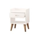Ver imagem 3 de Mesa de Cabeceira Retrô Pés Palito em Madeira Maciça 1 Gaveta e Prateleira Branco