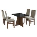 Ver imagem 2 de Conjunto Sala de Jantar Mesa 90x120cm T Vidro com 4 Cadeiras Madeira Maciça