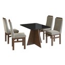 Ver imagem 2 de Conjunto Sala de Jantar Mesa 90x120cm T Vidro com 4 Cadeiras Madeira Maciça Bege/Tabaco/Creme/Preto