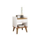 Ver imagem 2 de Mesa de Cabeceira Retrô Pés Palito em Madeira Maciça 1 Gaveta e Prateleira