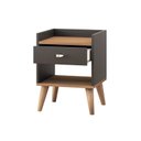 Ver imagem 3 de Mesa de Cabeceira Retrô Pés Palito em Madeira Maciça 1 Gaveta e Prateleira