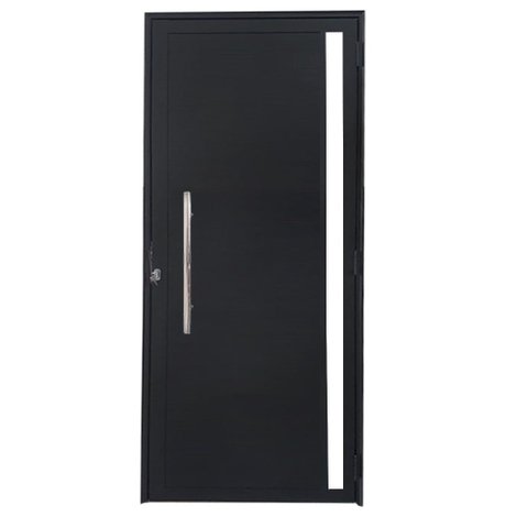 Porta Lambril de Alumínio Preto com Puxador e Vidro Linha Veneza:Direita/ 210 x 80