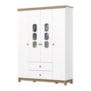 Ver imagem 3 de Guarda-Roupa 4 Portas 2 Gavetas com Frentes em MDF e Vidro Branco/Jequitibá HP Aconchego
