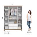 Ver imagem 4 de Guarda-Roupa 4 Portas 2 Gavetas com Frentes em MDF e Vidro Branco/Jequitibá HP Aconchego