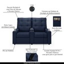Ver imagem 3 de Poltrona do Papai Reclinável Sala de Cinema Palace 2 Lugares Manual Baú Usb Pu Azul G23 Encantum