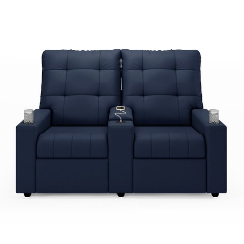 Poltrona do Papai Reclinável Sala de Cinema Palace 2 Lugares Manual Baú Usb Pu Azul G23 Encantum