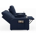 Ver imagem 7 de Poltrona do Papai Reclinável Sala de Cinema Palace 2 Lugares Manual Baú Usb Pu Azul G23 Encantum