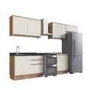 Ver imagem 1 de Cozinha Completa Modulada 5 Peças 8 Portas Viena Branco/Freijó/Cinza Argila