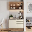 Ver imagem 1 de Cozinha Compacta Modulada 2 Peças 3 Portas com Vidro Reflecta Viena Branco/Freijó/Cinza Argila
