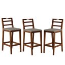 Ver imagem 1 de Conjunto com 3 Banquetas Madeira Maciça Denver Bege/Pinhão