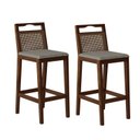 Ver imagem 1 de Conjunto com 2 Banquetas Madeira Maciça Rattan Vittoria Bege/Capuccino