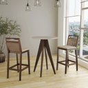 Ver imagem 2 de Conjunto com 2 Banquetas Madeira Maciça Rattan Vittoria Bege/Capuccino