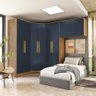 Quarto Modular Kappesberg Adapt Nogueira/azul Profundo 4 Peças - 1