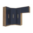Ver imagem 2 de Guarda Roupa Quarto Modulado Solteiro Adapt  4 Peças Nogueira/Azul Profundo - Kappesberg
