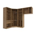 Ver imagem 3 de Guarda Roupa Quarto Modulado Solteiro Adapt  4 Peças Nogueira/Azul Profundo - Kappesberg