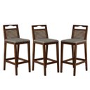 Ver imagem 1 de Conjunto com 3 Banquetas Madeira Maciça Rattan Vittoria Bege/Capuccino