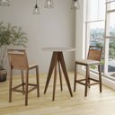 Ver imagem 2 de Conjunto com 3 Banquetas Madeira Maciça Rattan Vittoria Bege/Pinhão