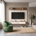 Ver imagem 1 de Conjunto Home Concept Tv 70" + Poltrona Orgânica Eloah Giratória Bouclé Italiano Verde
