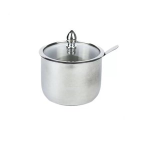 Açucareiro c/ Colher em Aço Inox e Tampa de Vidro 10x09cm UNYHOME.