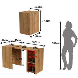 Escrivaninha Retrátil para Escritório Multiuso Articulável Amêndoa - 8