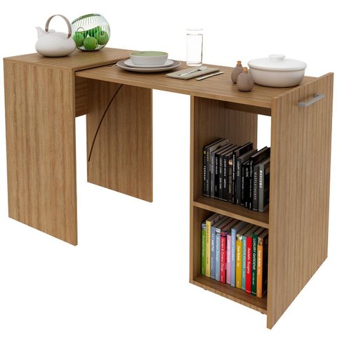 Escrivaninha Retrátil para Escritório Multiuso Articulável Amêndoa