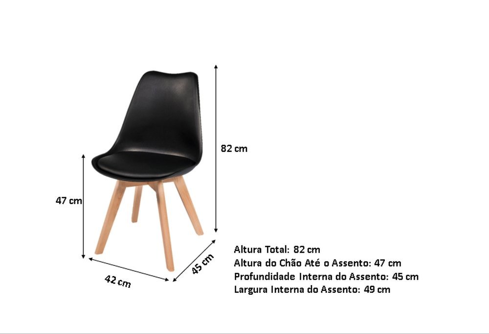 Kit com 4 Cadeiras Leda Preta - Charles Eames com Almofada - 8